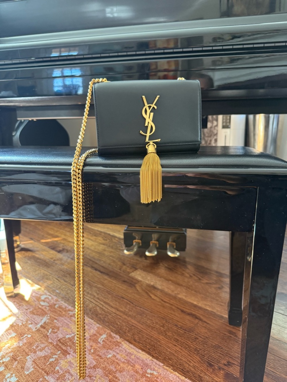 SOLD Saint Laurent Black Leather Kate Chain Tassel Crossbody Bag - Picture 2 of 14